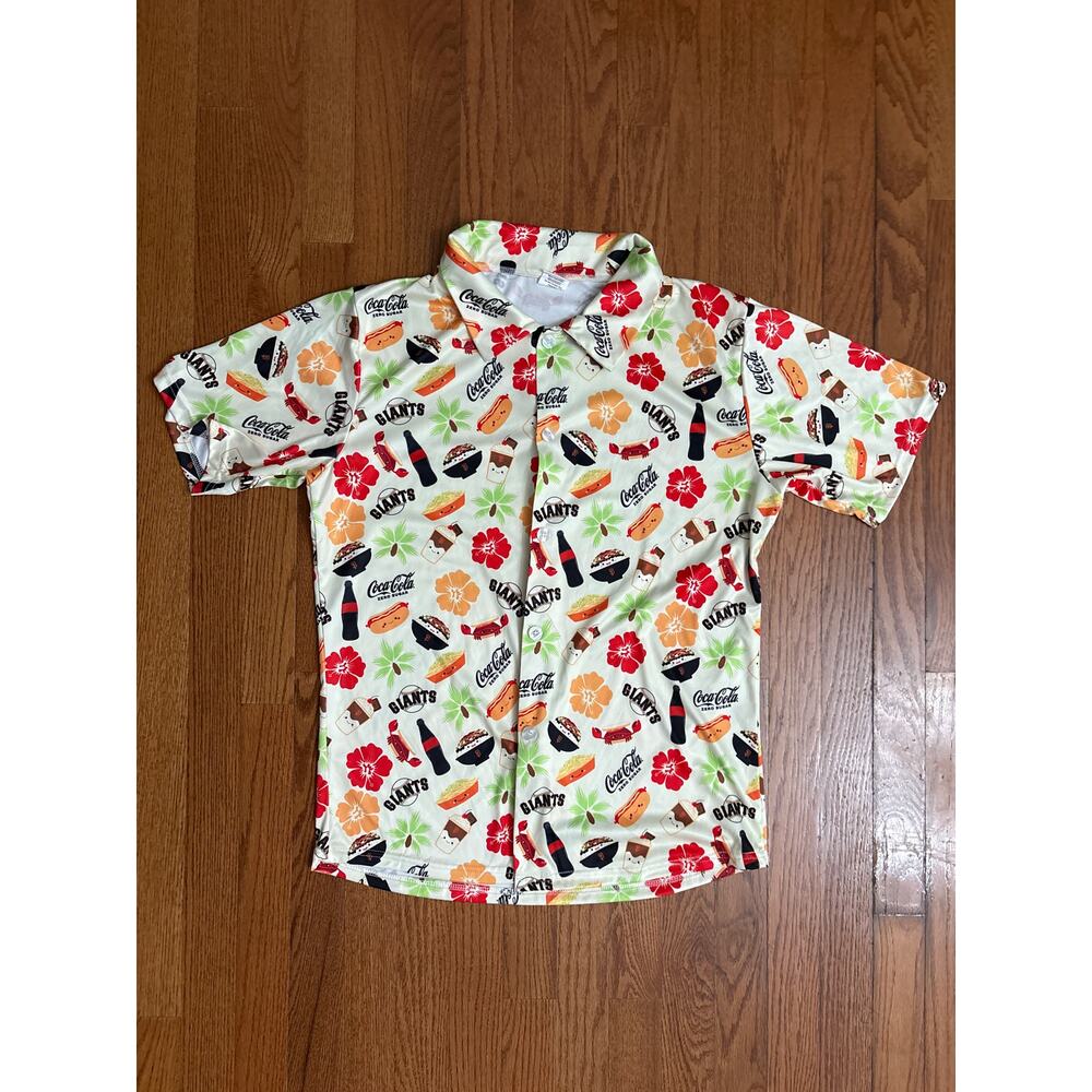 Official SF Giants 2023 Hawaiian Aloha Foodie Shirt Day Coca-Cola Zero, Men’s M